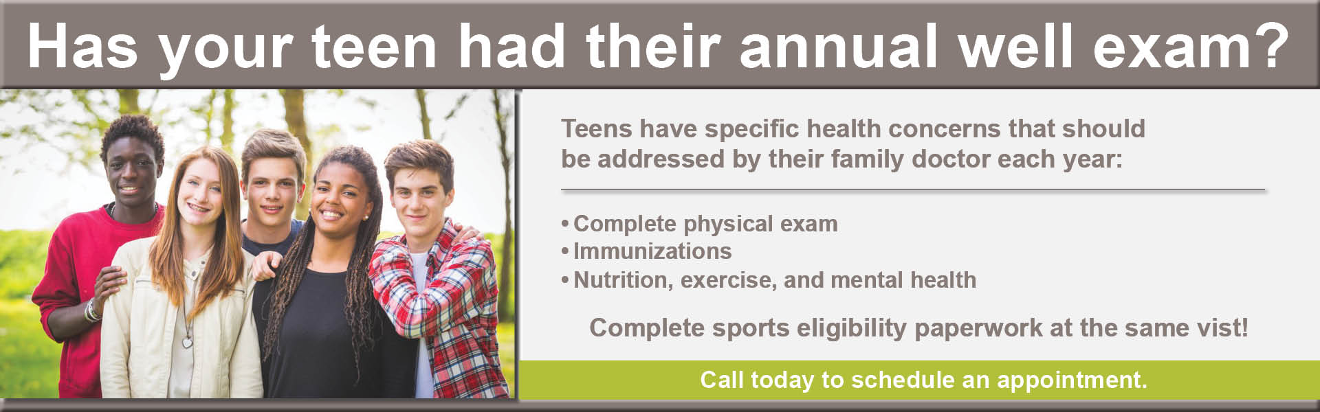 Teen well exam sports clearance