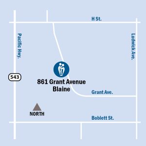 Map of 861 Grant Ave., Blaine, Washington.